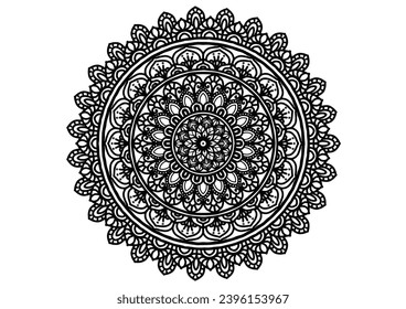 Elemento decorativo mandala flor vintage patrón oriental Ilustración vectorial Islam, árabe, indio, marroquí, español, turco, paquistaní, chino, patrones místicos, otomanos, página de libros de color. 