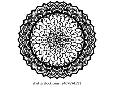 Flower mandala decorative element vintage oriental pattern Vector illustration Islam, Arabian, Indian, Moroccan, Spanish, Turkish, Pakistani, Chinese, mystical, Ottoman patterns, coloring book page.
