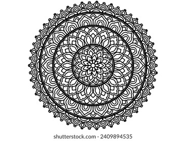 Flower mandala decorative element vintage oriental pattern Vector illustration Islam, Arabian, Indian, Moroccan, Spanish, Turkish, Pakistani, Chinese, mystical, Ottoman patterns, coloring book page.