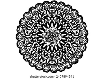  Elemento decorativo mandala flor vintage patrón oriental Ilustración vectorial Islam, árabe, indio, marroquí, español, turco, paquistaní, chino, patrones místicos, otomanos, página de libros de color.
