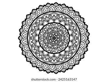 .Flor mandala elemento decorativo vintage patrón oriental ilustración vectorial Islam, árabe, indio, marroquí, español, turco, pakistaní, chino, místico, patrones otomanos, página de libro para colorear.