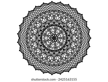 Flower mandala decorative element vintage oriental pattern Vector illustration Islam, Arabian, Indian, Moroccan, Spanish, Turkish, Pakistani, Chinese, mystical, Ottoman patterns, coloring book page.