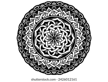 Flower mandala decorative element vintage oriental pattern Vector illustration Islam, Arabian, Indian, Moroccan, Spanish, Turkish, Pakistani, Chinese, mystical, Ottoman patterns, coloring book page. 