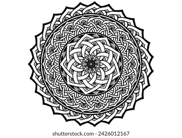 Flower mandala decorative element vintage oriental pattern Vector illustration Islam, Arabian, Indian, Moroccan, Spanish, Turkish, Pakistani, Chinese, mystical, Ottoman patterns, coloring book page. 