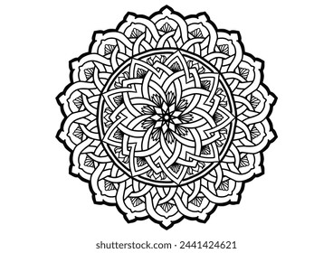 Flower mandala decorative element vintage oriental pattern Vector illustration Islam, Arabian, Indian, Moroccan, Spanish, Turkish, Pakistani, Chinese, mystical, Ottoman patterns, coloring book page. 