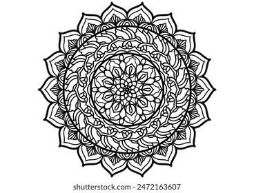Flower mandala decorative element vintage oriental pattern Vector illustration Islam, Arabian, Indian, Moroccan, Spanish, Turkish, Pakistani, Chinese, mystical, Ottoman patterns, coloring book page.