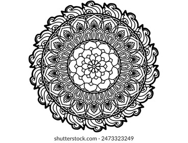 Flower mandala decorative element vintage oriental pattern Vector illustration Islam, Arabian, Indian, Moroccan, Spanish, Turkish, Pakistani, Chinese, mystical, Ottoman patterns, coloring book page. 