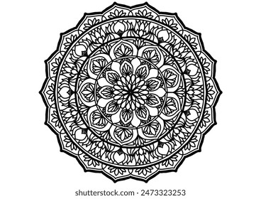 Flower mandala decorative element vintage oriental pattern Vector illustration Islam, Arabian, Indian, Moroccan, Spanish, Turkish, Pakistani, Chinese, mystical, Ottoman patterns, coloring book page. 