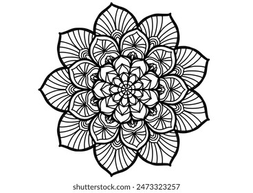 Flower mandala decorative element vintage oriental pattern Vector illustration Islam, Arabian, Indian, Moroccan, Spanish, Turkish, Pakistani, Chinese, mystical, Ottoman patterns, coloring book page. 