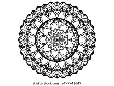 Flower mandala decorative element vintage oriental pattern Vector illustration Islam, Arabian, Indian, Moroccan, Spanish, Turkish, Pakistani, Chinese, mystical, Ottoman patterns, coloring book page.