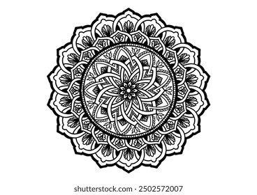 Flower mandala decorative element vintage oriental pattern Vector illustration Islam, Arabian, Indian, Moroccan, Spanish, Turkish, Pakistani, Chinese, mystical, Ottoman patterns, coloring book page. 