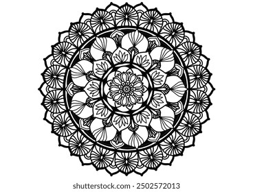 Flower mandala decorative element vintage oriental pattern Vector illustration Islam, Arabian, Indian, Moroccan, Spanish, Turkish, Pakistani, Chinese, mystical, Ottoman patterns, coloring book page. 