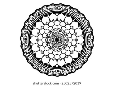 Flower mandala decorative element vintage oriental pattern Vector illustration Islam, Arabian, Indian, Moroccan, Spanish, Turkish, Pakistani, Chinese, mystical, Ottoman patterns, coloring book page. 