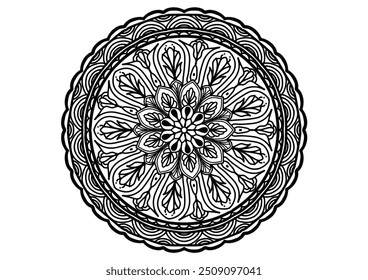 Mandala de flores elemento decorativo vintage patrón oriental Ilustración vectorial Islam, árabe, indio, marroquí, español, turco, pakistaní, chino, místico, patrones otomanos, página de libro para colorear. 