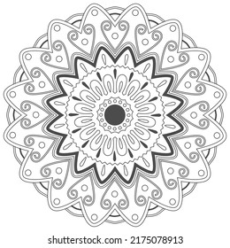 Blume Mandala. Dekorative Elemente. Orientalische Zeichnung, Vektorgrafik. Farbbuchseite