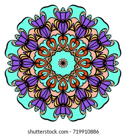 Flower Mandala. decorative elements. Oriental pattern, vector illustration. Indian, moroccan, mystic, ottoman motifs.