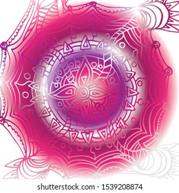 Flower mandala. Decorative round elements, doodle.Hand-drawn sketch. Graphic print.
