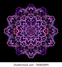 Flower Mandala. Decorative round elements. Vector illustration. purple gradient color