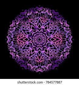 Flower Mandala. Decorative round elements. Vector illustration. purple gradient color