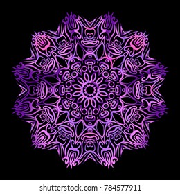 Flower Mandala. Decorative round elements. Vector illustration. purple gradient color
