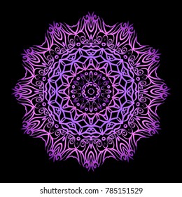 Flower Mandala. Decorative round elements. Vector illustration. purple gradient color
