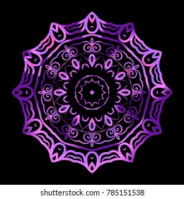 Flower Mandala. Decorative round elements. Vector illustration. purple gradient color