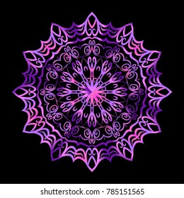 Flower Mandala. Decorative round elements. Vector illustration. purple gradient color