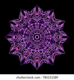 Flower Mandala. Decorative round elements. Vector illustration. purple gradient color