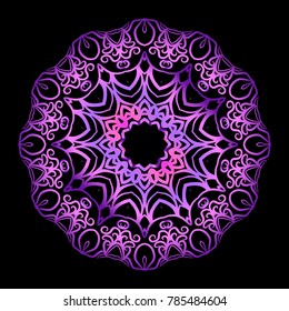 Flower Mandala. Decorative round elements. Vector illustration. purple gradient color