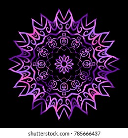 Flower Mandala. Decorative round elements. Vector illustration. purple gradient color