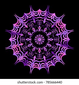 Flower Mandala. Decorative round elements. Vector illustration. purple gradient color