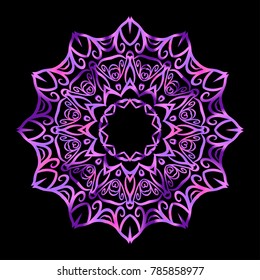 Flower Mandala. Decorative round elements. Vector illustration. purple gradient color