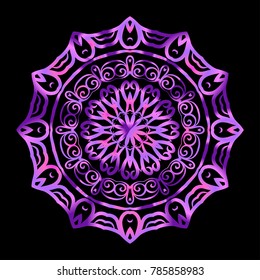 Flower Mandala. Decorative round elements. Vector illustration. purple gradient color