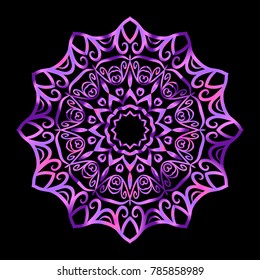 Flower Mandala. Decorative round elements. Vector illustration. purple gradient color