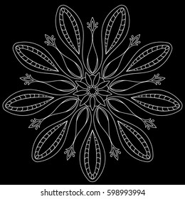 Flower Mandala. Decorative round ornaments. Anti-stress therapy patterns. Weave design. Yoga logos, backgrounds for meditation poster. idea for greeting cards, invitations, prints, textiles, tattoo.