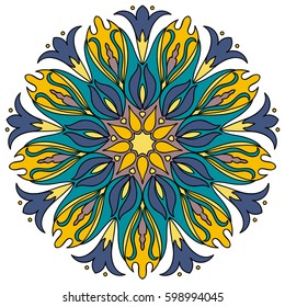 Flower Mandala. Decorative round ornaments. Anti-stress therapy patterns. Weave design. Yoga logos, backgrounds for meditation poster. idea for greeting cards, invitations, prints, textiles, tattoo.