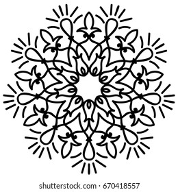 Flower Mandala. Decorative round ornaments. Anti-stress therapy patterns. Weave design. Yoga logos, backgrounds for meditation poster. coloring pages for adults, invitations, prints, textiles, tattoo