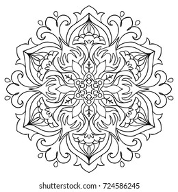 Flower Mandala. Decorative round ornaments. Anti-stress therapy patterns. Weave design. Yoga logos, backgrounds for meditation poster. idea for greeting cards, invitations, prints, textiles, tattoo