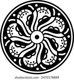 Flower mandala design for coloring page, circles