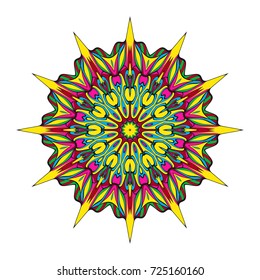 flower mandala design. Vector round pattern. Coloring. Design for greeting card, invitation, tattoo.