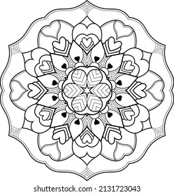 Flor Mandala. flor fácil, patrón de mandala para colorear o leer.