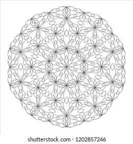 Flower mandala. Embroidery designs. Engraving patteren. Coloring book page.