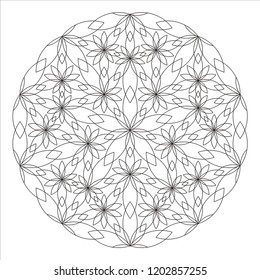 Flower mandala. Embroidery designs. Engraving patteren. Coloring book page.