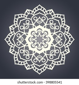 Flower Mandala. Ethnic pattern. Round Mandala of lines. Vector illustration. linear ornament template