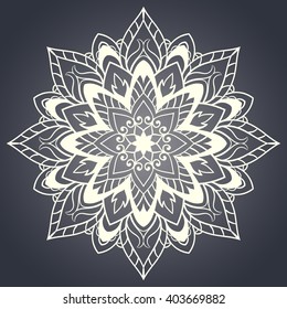 Flower Mandala. Ethnic pattern. Round Mandala of lines. Vector illustration. linear ornament template