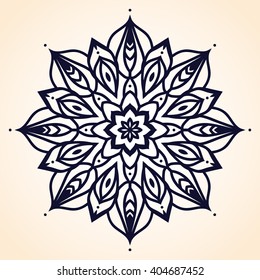 Flower Mandala. Ethnic pattern. Round Mandala of lines. Vector illustration. linear ornament template