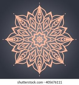 Flower Mandala. Ethnic pattern. Round Mandala of lines. Vector illustration. linear ornament template