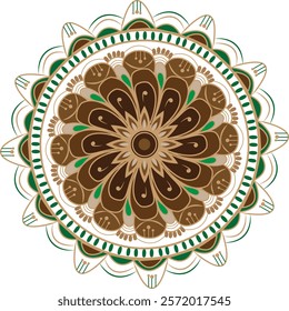 Flower mandala ethnicity round roman ornament. Traditional floral pattern design vector