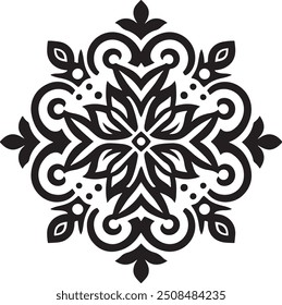 Flower mandala, floral ornament pattern, Outline, Oriental, Mandala Stencil Design, Decorative pattern seamless vector silhouette design white background