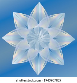 Flower. Mandala, fractal blue pattern. Color Vector design element